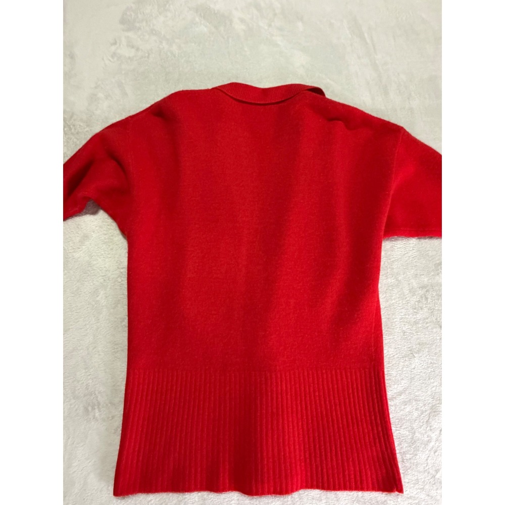 John Weitz Vintage Red Lambswool Angora Blend Collared Button Hem Cardigan M - Picture 5 of 10